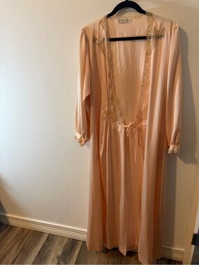 Vintage Christian Dior Pink Lace Robe Pockets Women’s M